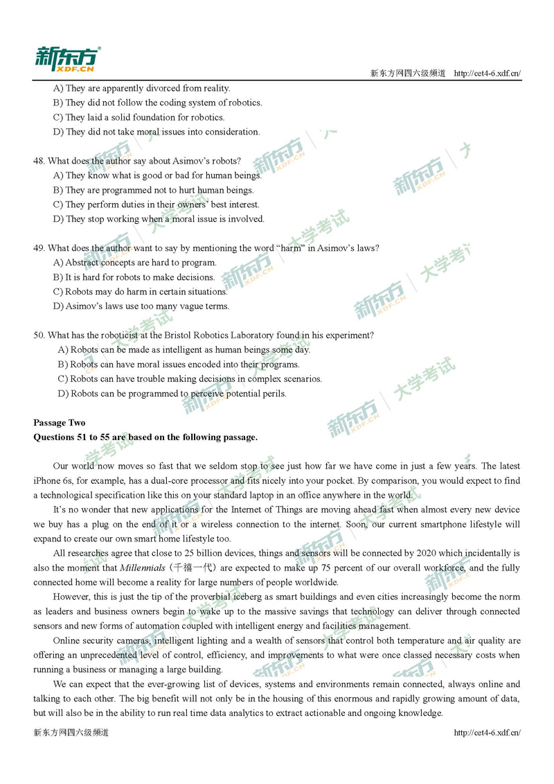 2017年12月六级阅读理解真题（试卷二）